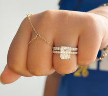 Load image into Gallery viewer, Rectangular Radiant Cut Simulated Diamonds Engagement Ring And Matching Band Women&#39;s Propose Bridal Set Inner Halo 14K Solid White Gold 5.20
