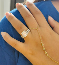 Load image into Gallery viewer, Rectangular Radiant Cut Simulated Diamonds Engagement Ring And Matching Band Women&#39;s Propose Bridal Set Inner Halo 14K Solid White Gold 5.20
