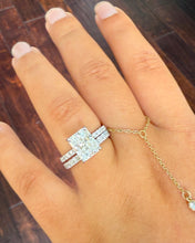 Load image into Gallery viewer, Rectangular Radiant Cut Simulated Diamonds Engagement Ring And Matching Band Women&#39;s Propose Bridal Set Inner Halo 14K Solid White Gold 5.20
