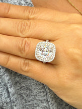 Load image into Gallery viewer, Cushion Cut And Round Cut Diamond Engagement Ring IGI Certified 14k Solid White Gold Double Halo Wedding ring Split shank Bridal Ring 5.00ct
