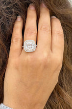 Load image into Gallery viewer, Cushion Cut And Round Cut Diamond Engagement Ring IGI Certified 14k Solid White Gold Double Halo Wedding ring Split shank Bridal Ring 5.00ct
