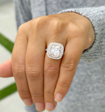 Load image into Gallery viewer, Cushion Cut And Round Cut Diamond Engagement Ring IGI Certified 14k Solid White Gold Double Halo Wedding ring Split shank Bridal Ring 5.00ct
