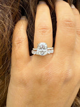 Load image into Gallery viewer, Elongated Cushion Cut and Round Cut Sides Simulated Diamonds Engagement Ring And Matching Band 14K Solid Yellow Gold Wedding Set 6.50ctw
