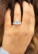 Load image into Gallery viewer, Elongated Cushion Cut and Round Cut Sides Simulated Diamonds Engagement Ring And Matching Band 14K Solid Yellow Gold Wedding Set 6.50ctw
