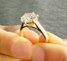 Load image into Gallery viewer, Crown Style Six Prong Setting Engagement Ring Solitaire Ring In 14K Solid Yellow Gold Round Cut Simulated Diamonds Wedding Ring 3.00ct 9.0mm
