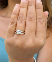 Load image into Gallery viewer, Princess Cut Simulated Diamond Engagement Ring Solitaire And Matching Band Wedding Set Solid 14K Solid Yellow Gold Bridal Set 2.25ctw
