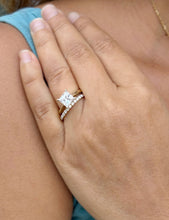 Load image into Gallery viewer, Princess Cut Simulated Diamond Engagement Ring Solitaire And Matching Band Wedding Set Solid 14K Solid Yellow Gold Bridal Set 2.25ctw
