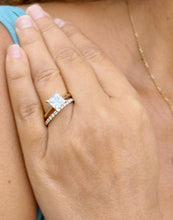 Load image into Gallery viewer, Princess Cut Simulated Diamond Engagement Ring Solitaire And Matching Band Wedding Set Solid 14K Solid Yellow Gold Bridal Set 2.25ctw
