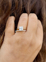 Load image into Gallery viewer, Princess Cut Simulated Diamond Engagement Ring Solitaire And Matching Band Wedding Set Solid 14K Solid Yellow Gold Bridal Set 2.25ctw
