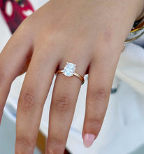 Load image into Gallery viewer, Solitaire Rectangular Cushion Cut Moissanite Engagement Ring Four Prong Wedding Ring Minimalist Bridal Propose Ring 14K Solid Rose Gold 2.00
