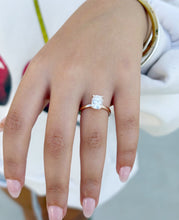 Load image into Gallery viewer, Solitaire Rectangular Cushion Cut Moissanite Engagement Ring Four Prong Wedding Ring Minimalist Bridal Propose Ring 14K Solid Rose Gold 2.00
