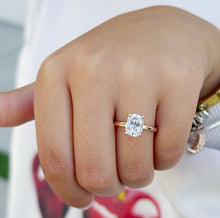 Load image into Gallery viewer, Solitaire Rectangular Cushion Cut Moissanite Engagement Ring Four Prong Wedding Ring Minimalist Bridal Propose Ring 14K Solid Rose Gold 2.00
