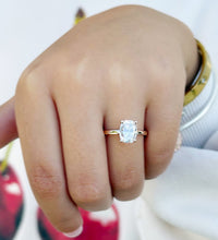 Load image into Gallery viewer, Solitaire Rectangular Cushion Cut Moissanite Engagement Ring Four Prong Wedding Ring Minimalist Bridal Propose Ring 14K Solid Rose Gold 2.00
