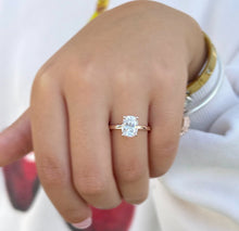 Load image into Gallery viewer, Solitaire Rectangular Cushion Cut Moissanite Engagement Ring Four Prong Wedding Ring Minimalist Bridal Propose Ring 14K Solid Rose Gold 2.00
