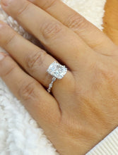 Load image into Gallery viewer, Cushion Cut And Round And Marquise Cut Sides Moissanites Engagement Ring Prong Set Wedding Bridal Ring Inner Halo Style 14K White Gold 5.75ctw
