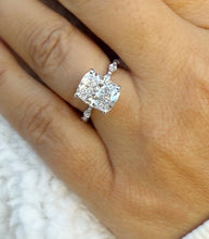 Load image into Gallery viewer, Cushion Cut And Round And Marquise Cut Sides Moissanites Engagement Ring Prong Set Wedding Bridal Ring Inner Halo Style 14K White Gold 5.75ctw
