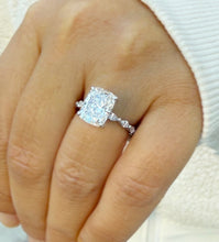 Load image into Gallery viewer, Cushion Cut And Round And Marquise Cut Sides Moissanites Engagement Ring Prong Set Wedding Bridal Ring Inner Halo Style 14K White Gold 5.75ctw
