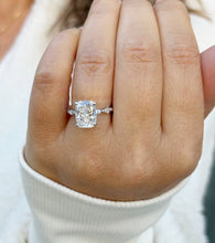 Load image into Gallery viewer, Cushion Cut And Round And Marquise Cut Sides Moissanites Engagement Ring Prong Set Wedding Bridal Ring Inner Halo Style 14K White Gold 5.75ctw

