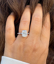 Load image into Gallery viewer, Cushion Cut And Round And Marquise Cut Sides Moissanites Engagement Ring Prong Set Wedding Bridal Ring Inner Halo Style 14K White Gold 5.75ctw
