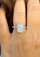 Load image into Gallery viewer, Cushion Cut And Round And Marquise Cut Sides Moissanites Engagement Ring Prong Set Wedding Bridal Ring Inner Halo Style 14K White Gold 5.75ctw
