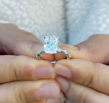 Load image into Gallery viewer, Cushion Cut And Round And Marquise Cut Sides Moissanites Engagement Ring Prong Set Wedding Bridal Ring Inner Halo Style 14K White Gold 5.75ctw
