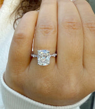 Load image into Gallery viewer, Cushion Cut And Round And Marquise Cut Sides Moissanites Engagement Ring Prong Set Wedding Bridal Ring Inner Halo Style 14K White Gold 5.75ctw
