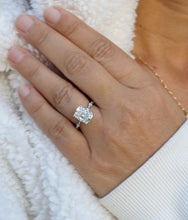 Load image into Gallery viewer, Cushion Cut And Round And Marquise Cut Sides Moissanites Engagement Ring Prong Set Wedding Bridal Ring Inner Halo Style 14K White Gold 5.75ctw
