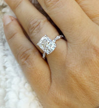 Load image into Gallery viewer, Cushion Cut And Round And Marquise Cut Sides Moissanites Engagement Ring Prong Set Wedding Bridal Ring Inner Halo Style 14K White Gold 5.75ctw
