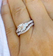 Load image into Gallery viewer, Round Cut Moissanites Engagement Ring And Matching Band Set Antique Style Wedding Set Women's Propose Bridal Set 14K Solid White Gold 1.65ct
