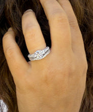 Load image into Gallery viewer, Round Cut Moissanites Engagement Ring And Matching Band Set Antique Style Wedding Set Women's Propose Bridal Set 14K Solid White Gold 1.65ct
