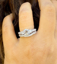 Load image into Gallery viewer, Round Cut Moissanites Engagement Ring And Matching Band Set Antique Style Wedding Set Women's Propose Bridal Set 14K Solid White Gold 1.65ct
