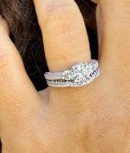 Load image into Gallery viewer, Round Cut Moissanites Engagement Ring And Matching Band Set Antique Style Wedding Set Women's Propose Bridal Set 14K Solid White Gold 1.65ct
