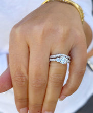 Load image into Gallery viewer, Round Cut Moissanites Engagement Ring And Matching Band Set Antique Style Wedding Set Women's Propose Bridal Set 14K Solid White Gold 1.65ct
