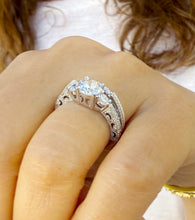 Load image into Gallery viewer, Round Cut Moissanites Engagement Ring And Matching Band Set Antique Style Wedding Set Women's Propose Bridal Set 14K Solid White Gold 1.65ct
