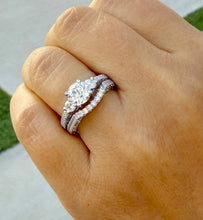 Load image into Gallery viewer, Round Cut Moissanites Engagement Ring And Matching Band Set Antique Style Wedding Set Women's Propose Bridal Set 14K Solid White Gold 1.65ct
