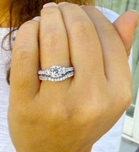 Load image into Gallery viewer, Round Cut Moissanites Engagement Ring And Matching Band Set Antique Style Wedding Set Women's Propose Bridal Set 14K Solid White Gold 1.65ct
