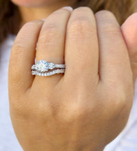 Load image into Gallery viewer, Round Cut Moissanites Engagement Ring And Matching Band Set Antique Style Wedding Set Women's Propose Bridal Set 14K Solid White Gold 1.65ct
