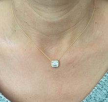 Load image into Gallery viewer, Asscher Cut Moissanite Bezel Set Solitaire Necklace And Chain In Dainty Minimalist 14k Solid Yellow Gold Pendant Bridal Wedding Gift 3.00ct
