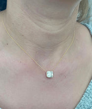 Load image into Gallery viewer, Asscher Cut Moissanite Bezel Set Solitaire Necklace And Chain In Dainty Minimalist 14k Solid Yellow Gold Pendant Bridal Wedding Gift 3.00ct
