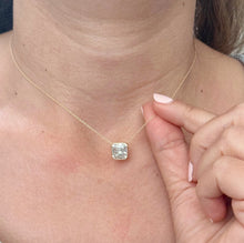 Load image into Gallery viewer, Asscher Cut Moissanite Bezel Set Solitaire Necklace And Chain In Dainty Minimalist 14k Solid Yellow Gold Pendant Bridal Wedding Gift 3.00ct
