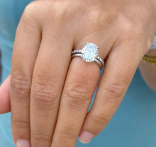 Load image into Gallery viewer, Oval Cut Diamond Engagement Ring And Matching Band Solitaire Ring IGI Certified 14k Solid White Gold Bridal Ring Wedding Ring 5.30ctw G-VS2
