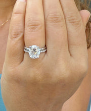 Load image into Gallery viewer, Oval Cut Diamond Engagement Ring And Matching Band Solitaire Ring IGI Certified 14k Solid White Gold Bridal Ring Wedding Ring 5.30ctw G-VS2
