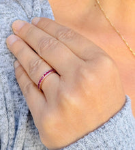 Load image into Gallery viewer, Round Cut Natural Ruby Half Eternity Band Set In Yellow Gold Channel Set Wedding Band Anniversary Band Women's Bridal Ruby Band Gift 0.50ctw
