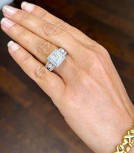 Load image into Gallery viewer, Princess And Round And Marquee Cut Simulated Diamonds Engagement Ring 14K Solid White Gold Halo Style Filigree Design Wedding Ring 3.75ctw
