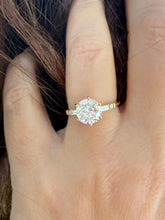 Load image into Gallery viewer, Round Cut And Baguettes Cut Sides Simulated Diamonds Engagement Ring Prong Set Wedding Ring Minimalist Bridal Ring 14K Solid White Gold 2.15
