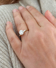 Load image into Gallery viewer, Round Cut And Baguettes Cut Sides Simulated Diamonds Engagement Ring Prong Set Wedding Ring Minimalist Bridal Ring 14K Solid White Gold 2.15
