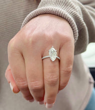 Load image into Gallery viewer, Marquise Cut Diamond Engagement Ring Set In IGI Certified 14k Solid White Gold Half Eternity Style Wedding Ring Prong Set Bridal Ring 4.20ct

