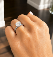 Load image into Gallery viewer, Crown Setting Style Solitaire Round Cut Simulated Diamond Engagement Ring Split Shank Wedding Ring 14K Solid White Gold Bridal Ring 3.00ct
