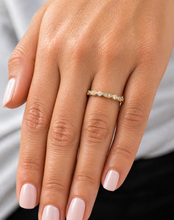 Load image into Gallery viewer, Round Cut Simulated Diamonds Half Eternity Band Engagement Band Filigree 14K Solid Yellow Gold Wedding Band Bridal Anniversary Band 0.35ctw
