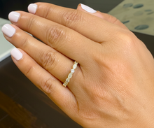 Load image into Gallery viewer, Round Cut Simulated Diamonds Half Eternity Band Engagement Band Filigree 14K Solid Yellow Gold Wedding Band Bridal Anniversary Band 0.35ctw
